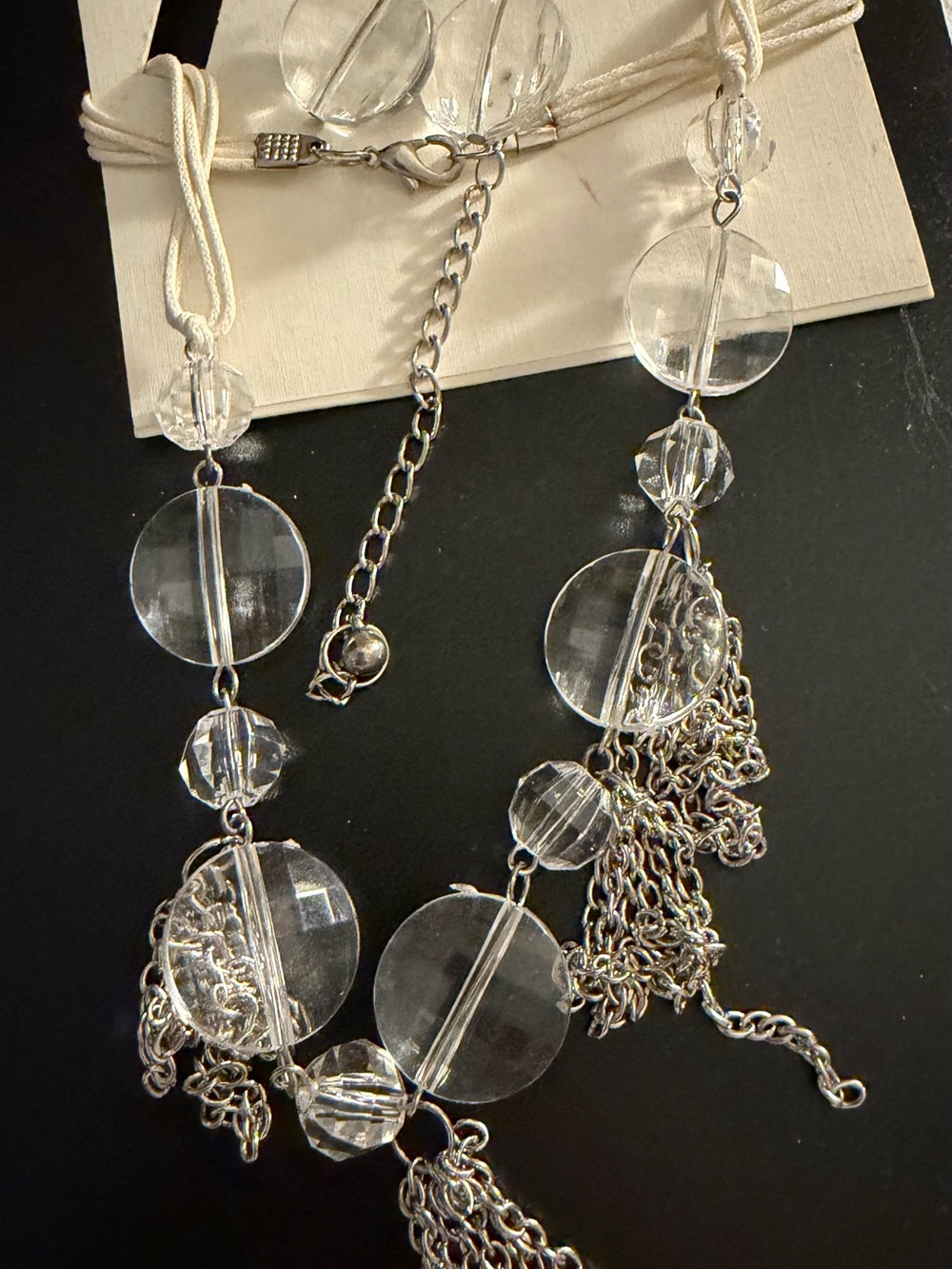 Clear Bead Statement Necklace and Earrings- Women Jewelry